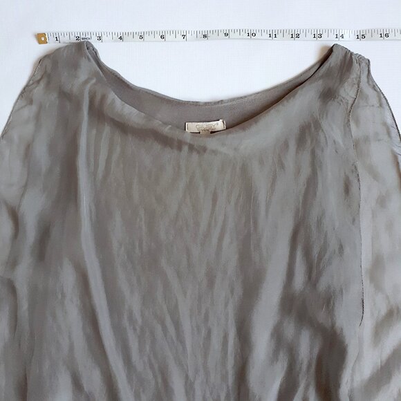 GIUSY 100% Silk Sleeveless Mushroom Top Blouse in Neutral Gray - Picture 5 of 13